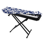 White Blue Hibiscus Floral Pattern Print Piano Keyboard Cover