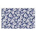 White Blue Hibiscus Floral Pattern Print Polyester Doormat