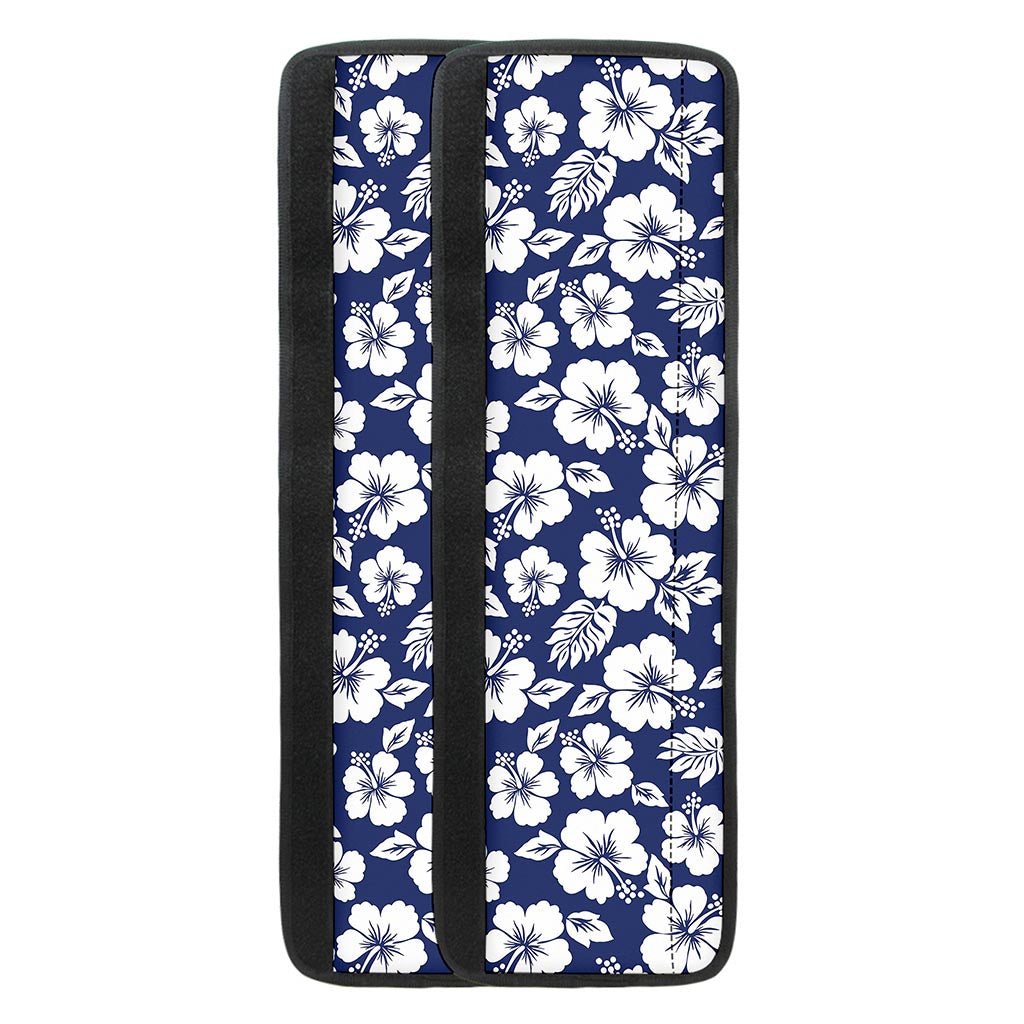 White Blue Hibiscus Floral Pattern Print Refrigerator Handle Covers