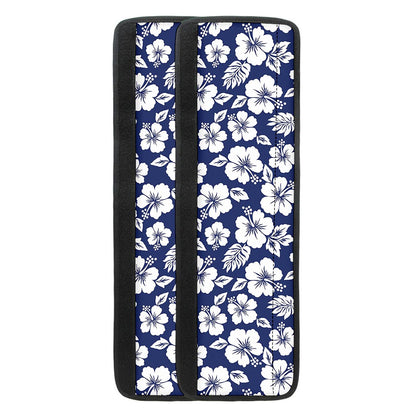 White Blue Hibiscus Floral Pattern Print Refrigerator Handle Covers