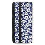 White Blue Hibiscus Floral Pattern Print Refrigerator Handle Covers