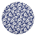 White Blue Hibiscus Floral Pattern Print Round Blanket