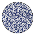 White Blue Hibiscus Floral Pattern Print Round Floor Mat