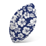 White Blue Hibiscus Floral Pattern Print Rugby Ball