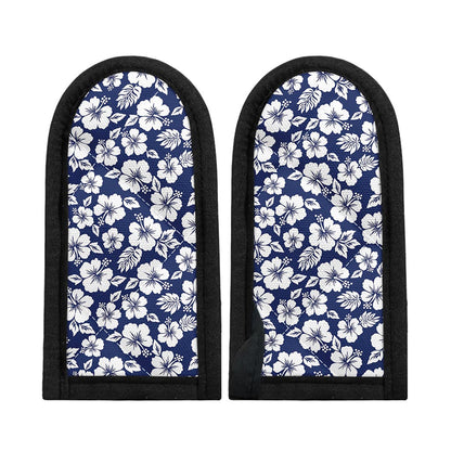 White Blue Hibiscus Floral Pattern Print Skillet Handle Cover