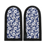 White Blue Hibiscus Floral Pattern Print Skillet Handle Cover