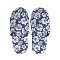 White Blue Hibiscus Floral Pattern Print Slippers
