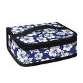 White Blue Hibiscus Floral Pattern Print Small Lunch Bag