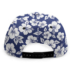 White Blue Hibiscus Floral Pattern Print Snapback Cap
