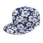 White Blue Hibiscus Floral Pattern Print Snapback Cap