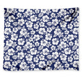 White Blue Hibiscus Floral Pattern Print Tapestry