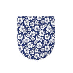 White Blue Hibiscus Floral Pattern Print Toilet Lid Cover