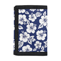 White Blue Hibiscus Floral Pattern Print Trifold Wallet
