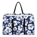 White Blue Hibiscus Floral Pattern Print Utility Tote Bag