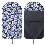 White Blue Hibiscus Floral Pattern Print Waterproof Car Seat Cover