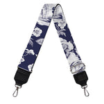 White Blue Skull Floral Pattern Print Bag Strap