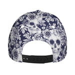 White Blue Skull Floral Pattern Print Baseball Cap