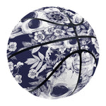 White Blue Skull Floral Pattern Print Basketball