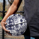 White Blue Skull Floral Pattern Print Basketball