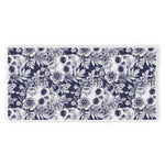White Blue Skull Floral Pattern Print Beach Towel