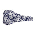 White Blue Skull Floral Pattern Print Bicycle Seat Cover