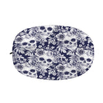 White Blue Skull Floral Pattern Print Car Side Mirror Covers