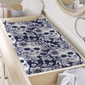 White Blue Skull Floral Pattern Print Changing Pad Cover