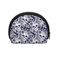 White Blue Skull Floral Pattern Print Coin Purse
