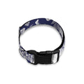 White Blue Skull Floral Pattern Print Dog Collar