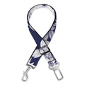 White Blue Skull Floral Pattern Print Dog Seat Belt