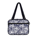 White Blue Skull Floral Pattern Print Double Strap Bible Bag