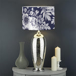 White Blue Skull Floral Pattern Print Drum Lamp Shade
