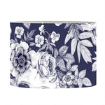 White Blue Skull Floral Pattern Print Drum Lamp Shade