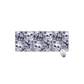 White Blue Skull Floral Pattern Print Extended Mouse Pad