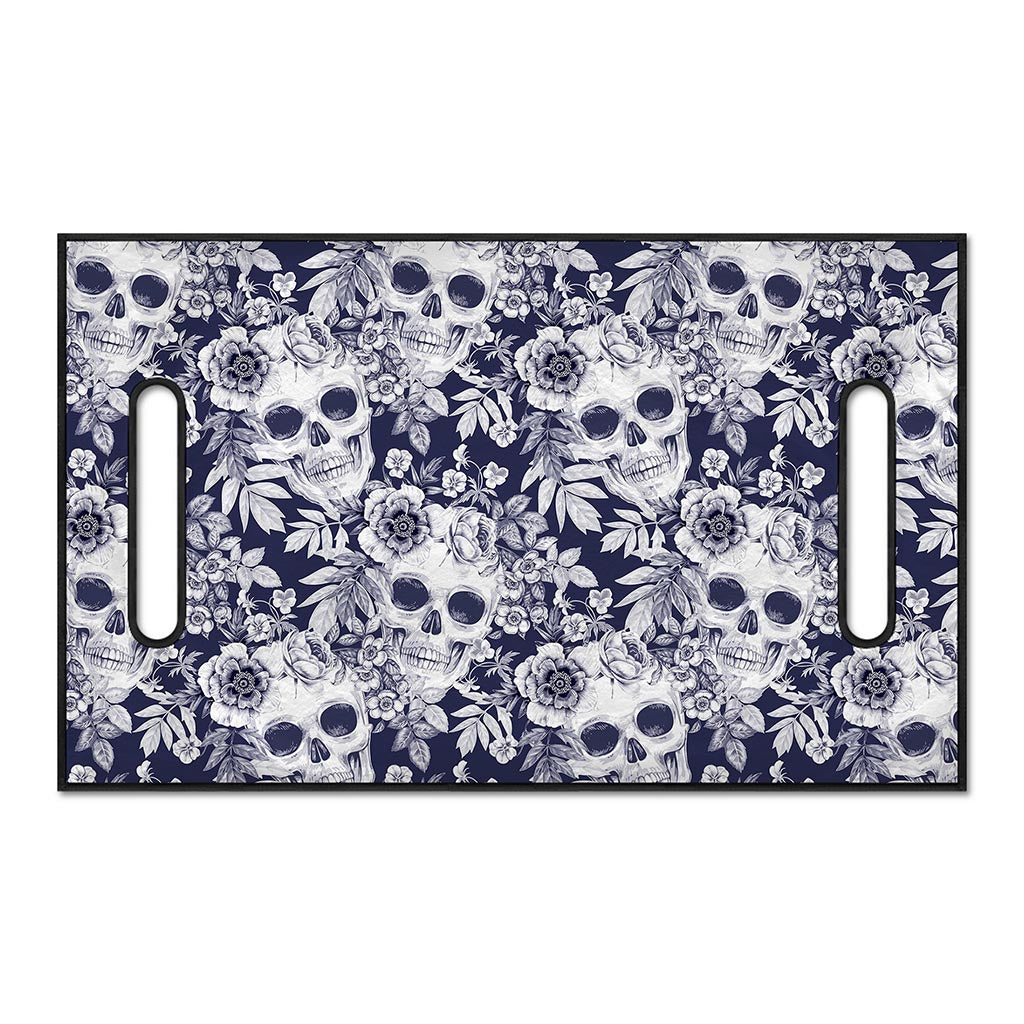 White Blue Skull Floral Pattern Print Golf Cart Seat Cover