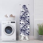 White Blue Skull Floral Pattern Print Ironing Board Cover