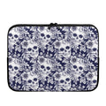 White Blue Skull Floral Pattern Print Laptop Sleeve