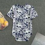 White Blue Skull Floral Pattern Print Men's Bodysuit