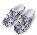White Blue Skull Floral Pattern Print Mesh Casual Shoes