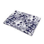 White Blue Skull Floral Pattern Print Pet Cooling Mat Cover