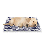 White Blue Skull Floral Pattern Print Pet Cooling Mat Cover