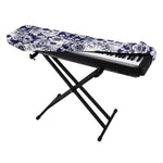 White Blue Skull Floral Pattern Print Piano Keyboard Cover