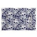 White Blue Skull Floral Pattern Print Placemat
