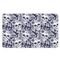 White Blue Skull Floral Pattern Print Polyester Doormat