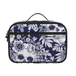 White Blue Skull Floral Pattern Print Portable Lunch Bag