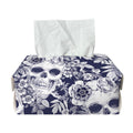 White Blue Skull Floral Pattern Print Rectangle Tissue Box Cover