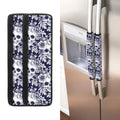White Blue Skull Floral Pattern Print Refrigerator Handle Covers