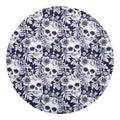 White Blue Skull Floral Pattern Print Round Blanket
