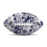 White Blue Skull Floral Pattern Print Rugby Ball