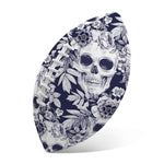 White Blue Skull Floral Pattern Print Rugby Ball